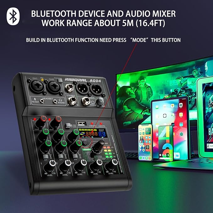 4 Channel Audio Mixer With Effects 88 Dsp Mixer Mixing Board Usb Interface - Image 6