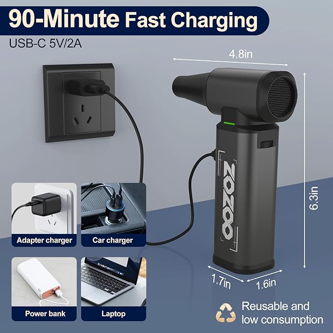 Compressed Air Duster, 180000RPM Powerful Cordless Electric Air Duster - Image 4