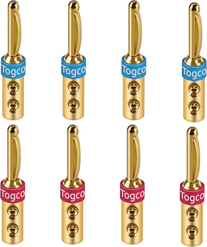 4mm Speaker Banana Plugs, 24K Gold Plated Banana Speaker Wire Banana Plugs by Togconn