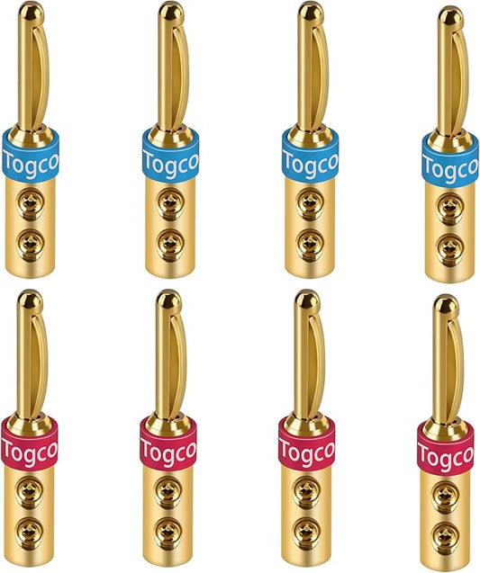 4mm Speaker Banana Plugs, 24K Gold Plated Banana Speaker Wire Banana Plugs by Togconn