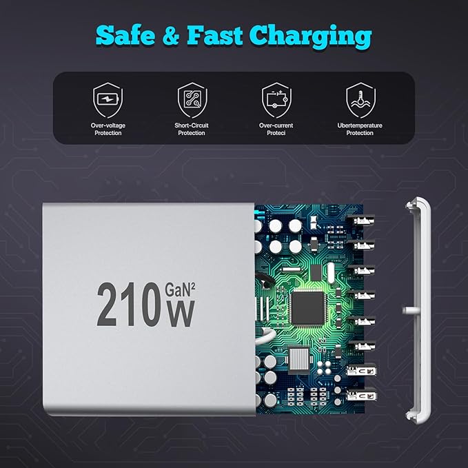 USB C Charger Block 200W, GaN 8-Port USB-C PD Fast Charging Station Desktop Hub - Image 5