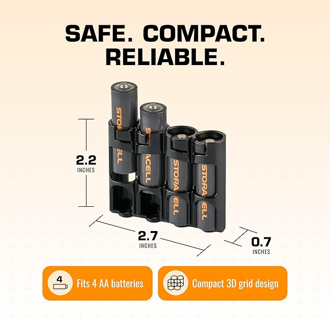 AA Battery Storage Caddy by Storacell, Holds 4 Batteries - Image 6