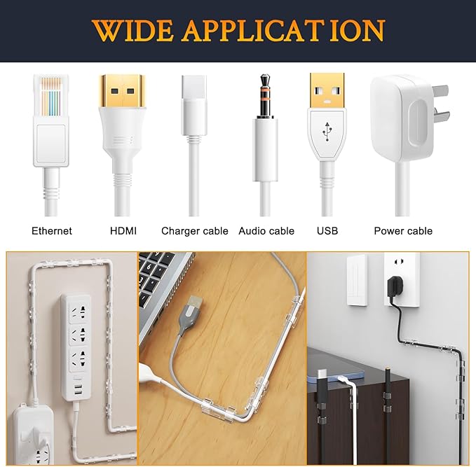 SOULWIT 50 Pcs Self Adhesive Cable Management Clips, Cable Organizers Sticky - Image 5
