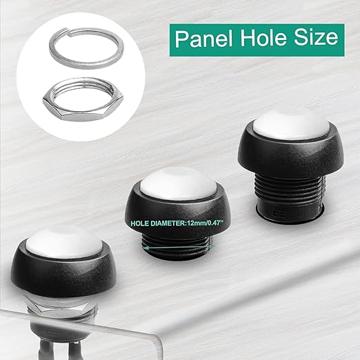 QTEATAK 1/2" Pre-Wired Mounting Hole On/Off White Mini Round Waterproof - Image 2