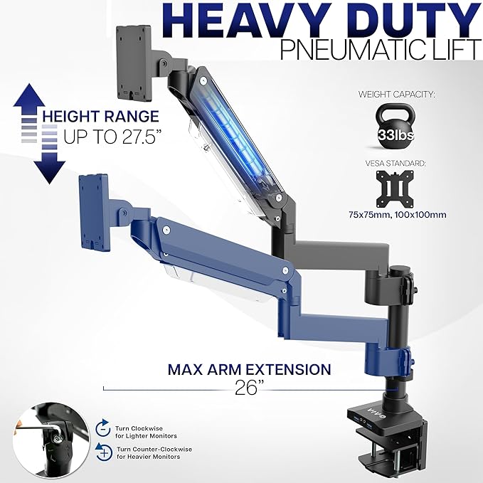 VIVO Premium Aluminum Tall Extended Monitor Arm - Image 5