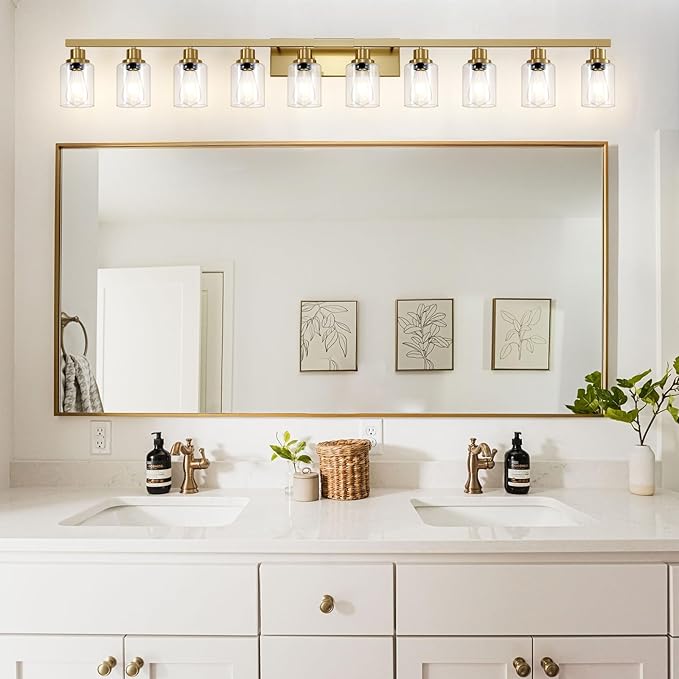 DIKAIDA Gold Bathroom Vanity Light, 10-Light Brushed Gold Bathroom Light - Image 2