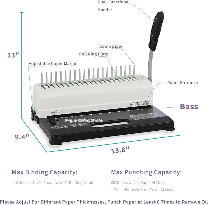 Binditek Binding Machine, 450 Sheets, Comb Binder Machines - Image 5
