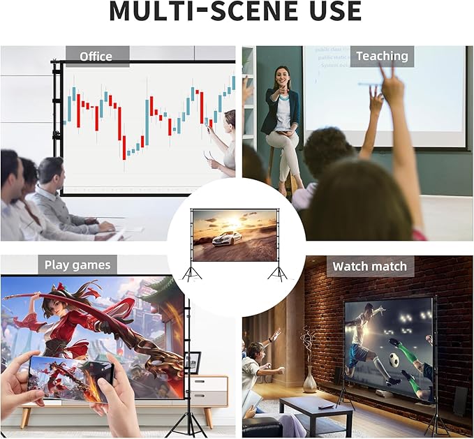 TOWOND Projector Screen and Stand, 100 inch Projection Screen Outdoor Indoor - Image 6