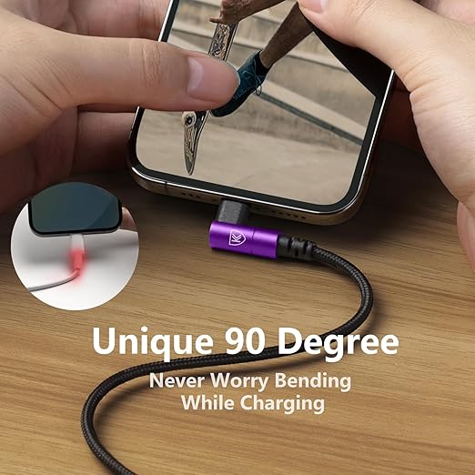 KIYODA iPhone Charger Cable 6ft, 3 Pack Lightning Cable, 90 Degree Nylon - Image 6