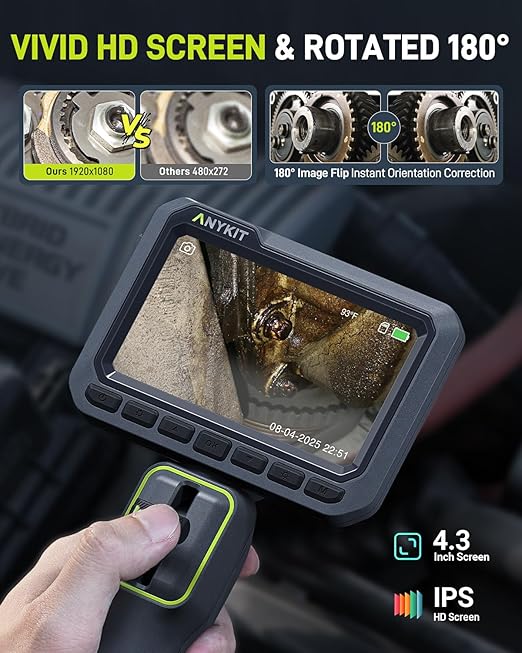 Anykit Articulating Borescope, 210° Two-Way 0.22in Slim Probe Endoscope - Image 3