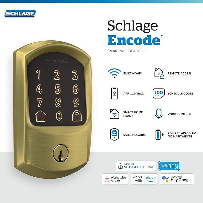 Schlage BE489WB-GRW Encode WiFi Enabled Electronic Keypad Deadbolt - Image 2