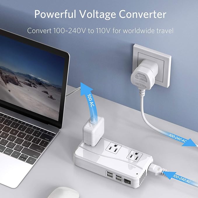 BESTEK Universal Travel Adapter 100-220V to 110V Voltage Converter 250W - Image 6