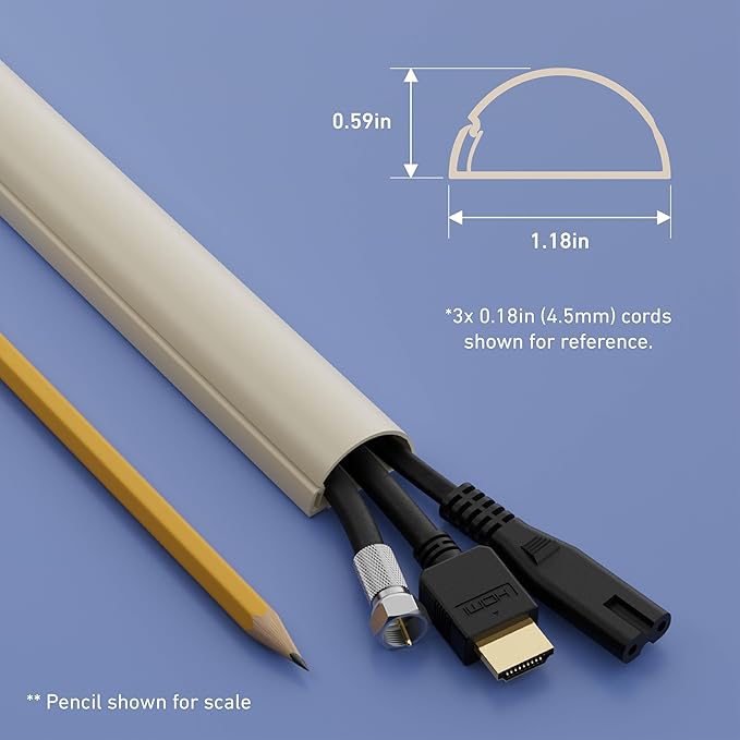 D-Line Half Round Cord Hider, Patented Cable Cover, Hide TV Wall Mount Wires - Image 3