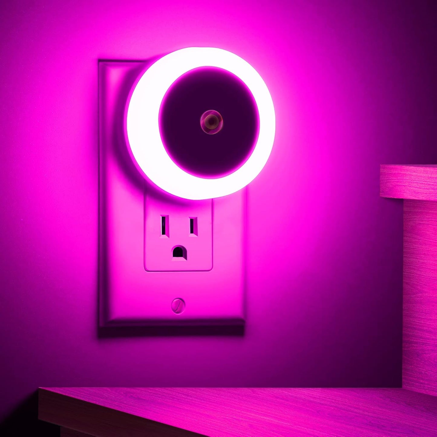 Purple Night Light, Night Lights Plug into Wall [4Pack] | Nightlight with Light Sensors for Kids Room, Baby Night Light, Bathroom Stair Lights, Hallway Light