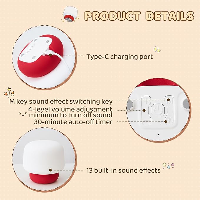 Mushroom Night Light for Kids-Gift & Toy for Kids, Touch Lamp - Image 5