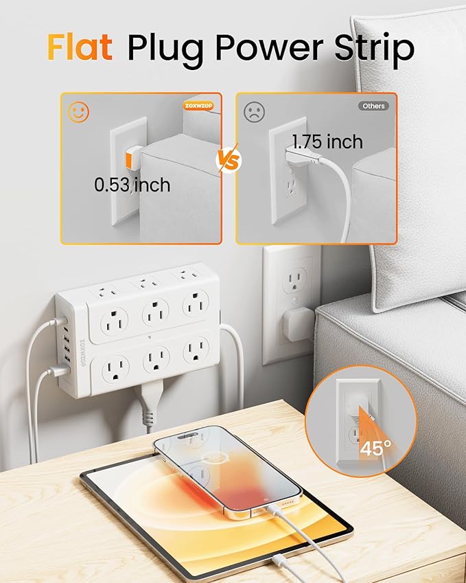 Zoxwzop Surge Protector Power Strip – 10FT Extension Cord - Image 6