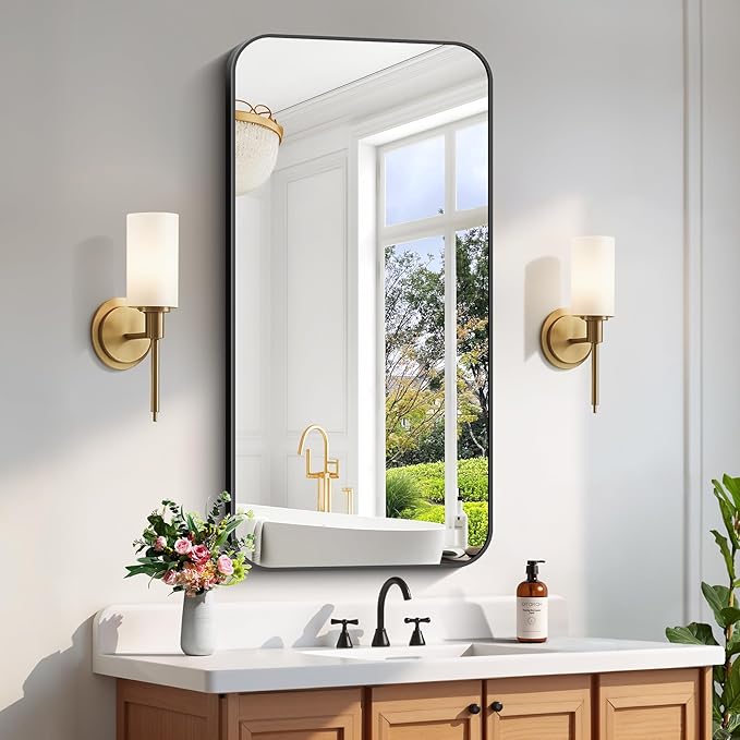 FORBATH Bathroom Mirror 48" x 24", Rectangle Black Narrow Bathroom Mirror by FORBATH