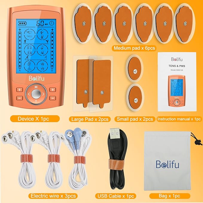 Belifu TENS Unit PMS Massager 24 Modes Muscle Stimulator, Electronic Tens - Image 6