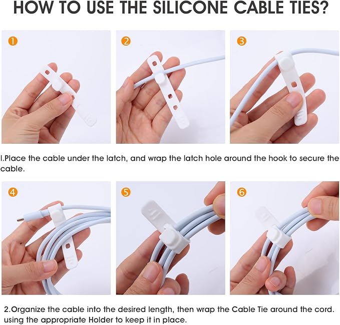 AROIC 90Pcs Silicone Cable Ties - Image 5