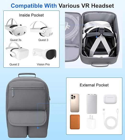 YRXVW Large Carrying Case for Meta Quest 3S/3/2, Compatible - Image 2