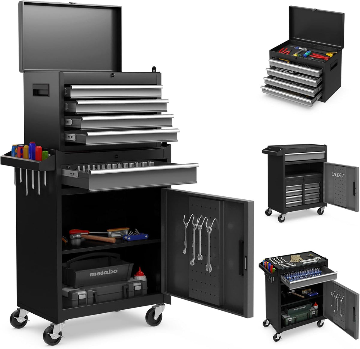 tangzon lockable tool cabinet, rolling tool chest combo shown in use