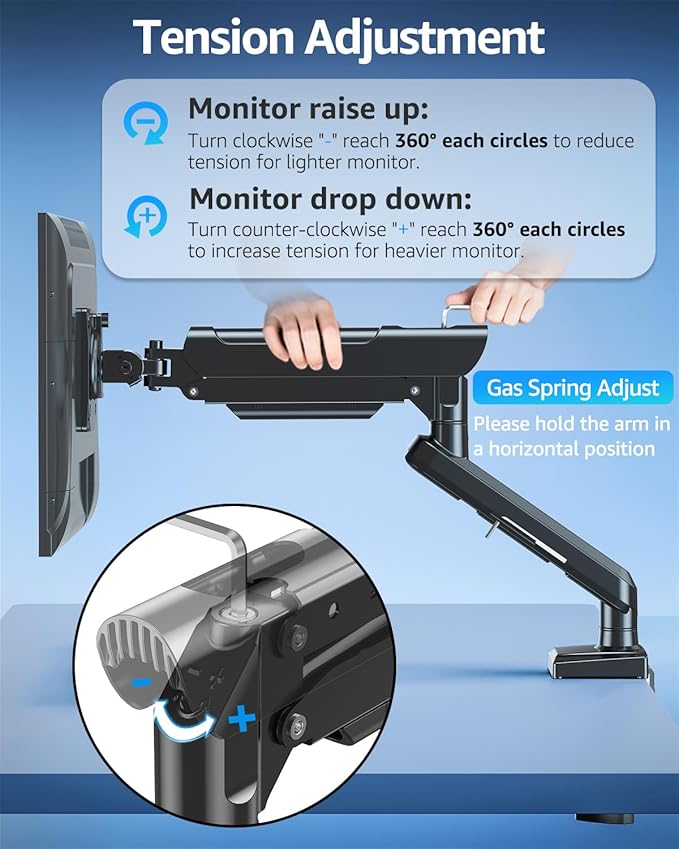 Single Monitor Mount for 32 27 24 22 inch Screen, Monitor Arm Holds 4.4-22 lbs - Image 6