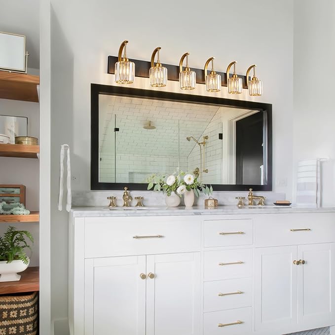 FDPBY 6-Light Crystal Vanity Light, 51.18" Long Over Mirror Lighting - Image 8