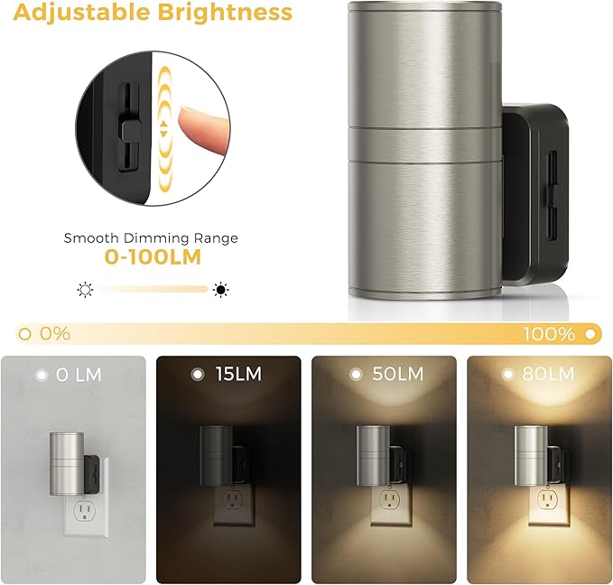 L LOHAS LED Night Light, Dimmable Night Lights Plug into Wall, Metal-Shade - Image 2