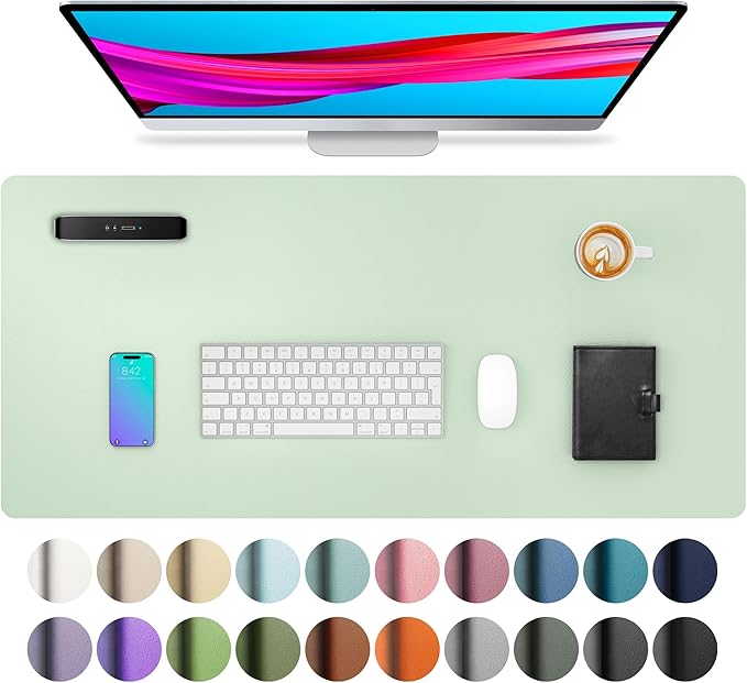 Aothia Large PU Leather Desk Pad Protector – Non-Slip Mouse Pad & Writing Mat by AothiaSimpleNaturalUnique