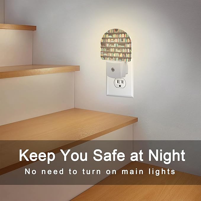 sndheke Books on Bookshelves Night Light, Colorful Books Dusk to Dawn Night - Image 6