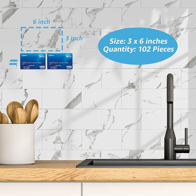 Art3d 102-Piece Faux Stone Peel and Stick Backsplash Tile, Waterproof Thick PVC - Image 6