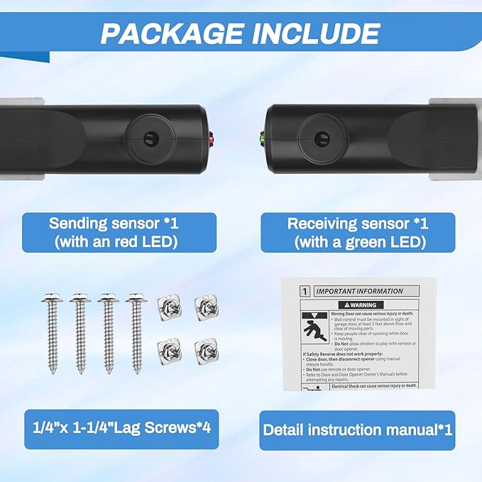 Garage Door Sensors for Genie/Overhead, Garage Door Sensor GSTB-R STB-BL - Image 2