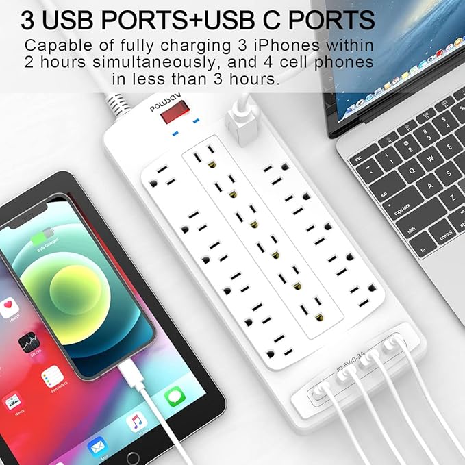 18 Outlets Surge Protector Power Strip - Image 3
