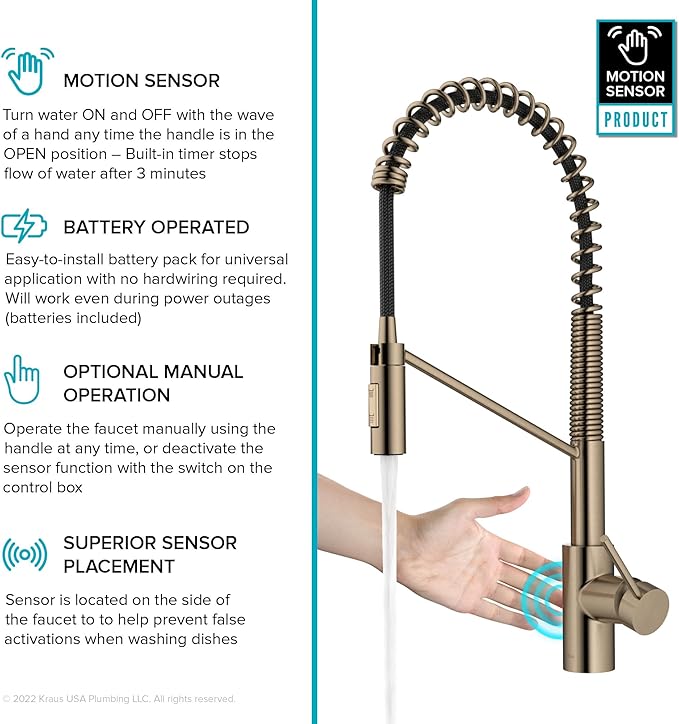 KRAUS Oletto Touchless Sensor Commercial Pull-Down Single Handle Kitchen Faucet - Image 2