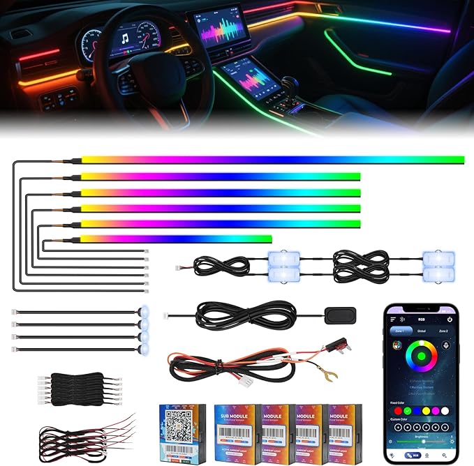 2026 Upgraded Dreamcolor Acrylic Interior Car LED Strip Light by AMKI
