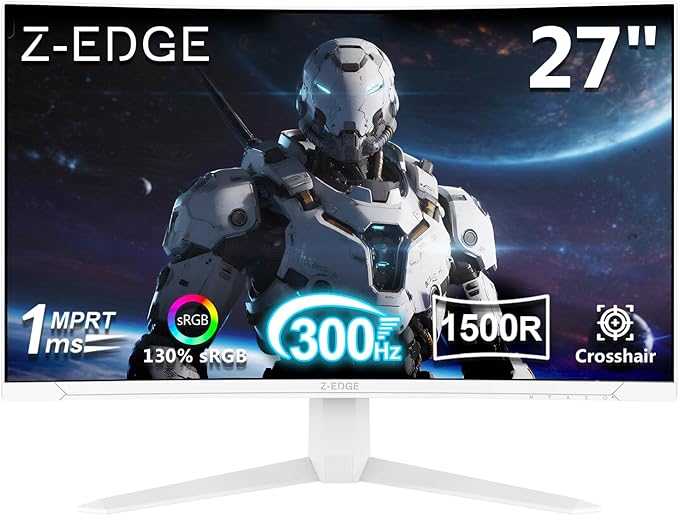 Z-Edge 27 inch Curved Gaming Monitor, FHD 1080P 300Hz Curved Monitor 1500R by ZZ-EDGE