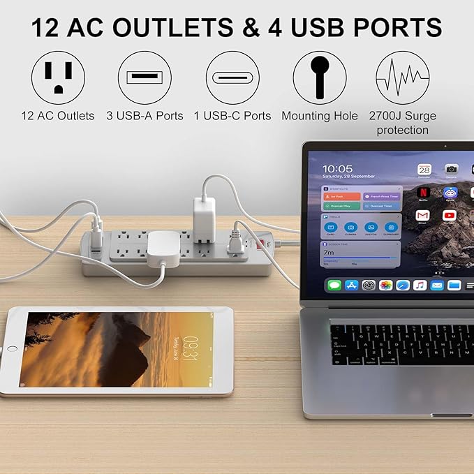 Power Strip, ALESTOR Surge Protector - Image 2