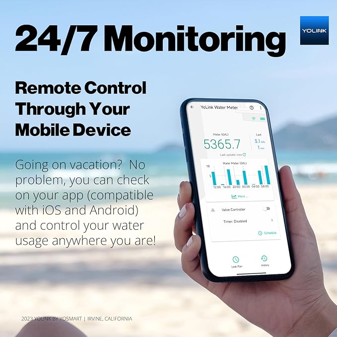 YoLink FlowSmart NSF Water Meter, Smart Water Usage Monitor and Water Leak - Image 2