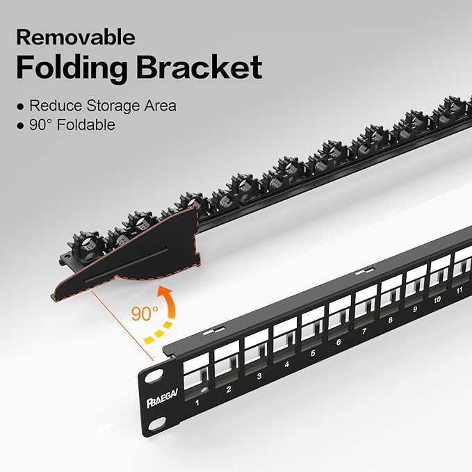 PBAEGAV 24 Port Patch Panel Blank UTP/STP 1U 19" Keystone Patch Panel - Image 2