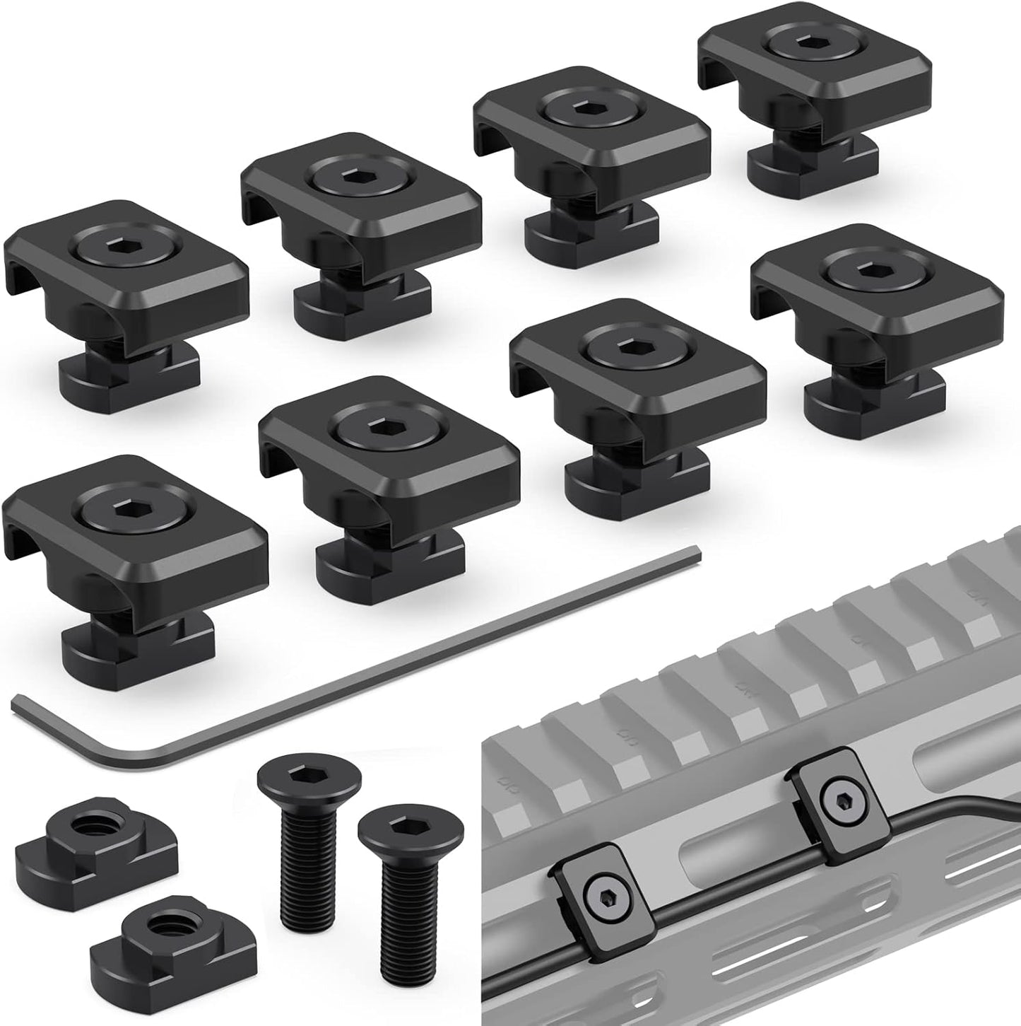 Guardtier CGM909 Pressure Switch Cable Guides Compatible with M-LOK System | Mlok Cable Management, Flashlight Laser Switch Wire Management Clips Mlok Accessories 8 Pack