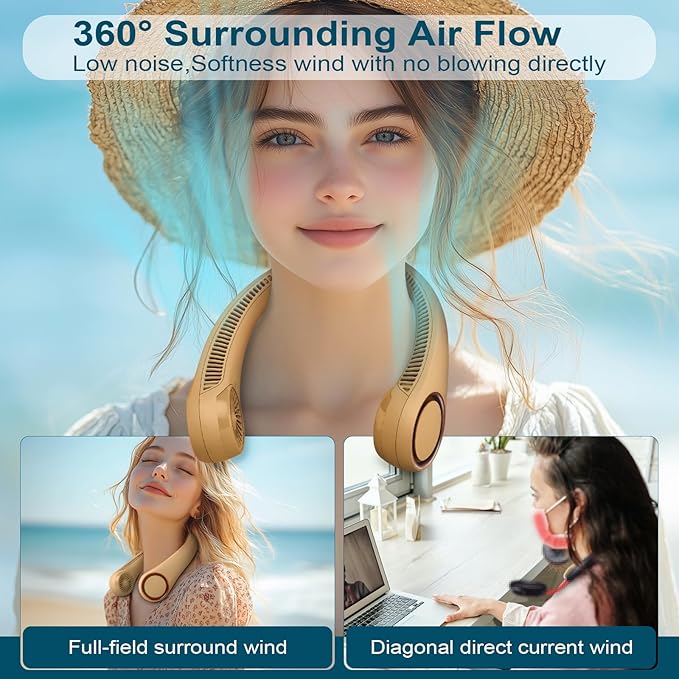 CIVPOWER Neck Fan: Portable Personal Neck Cooling Rechargeable Bladeless Fan - Image 2