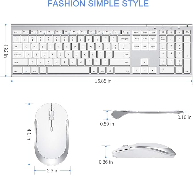 Wireless Keyboard and Mouse, Vssoplor 2.4GHz Rechargeable Compact Quiet - Image 6