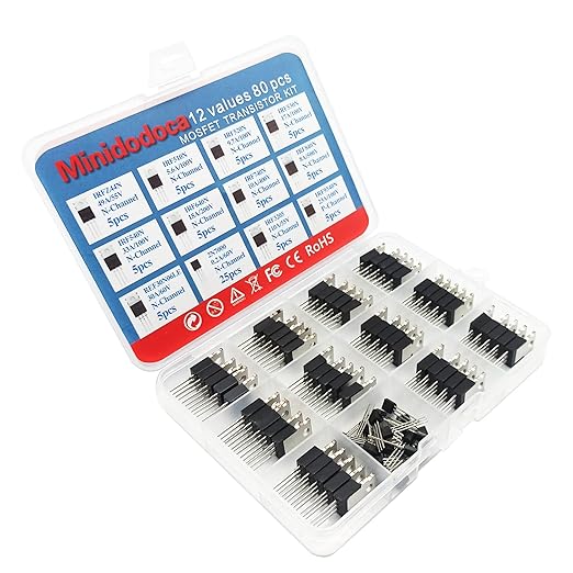 Minidodoca 12 Values 80 Pcs MOSFET Transistor Assortment Kit N&P Channel MOSFET - Image 2