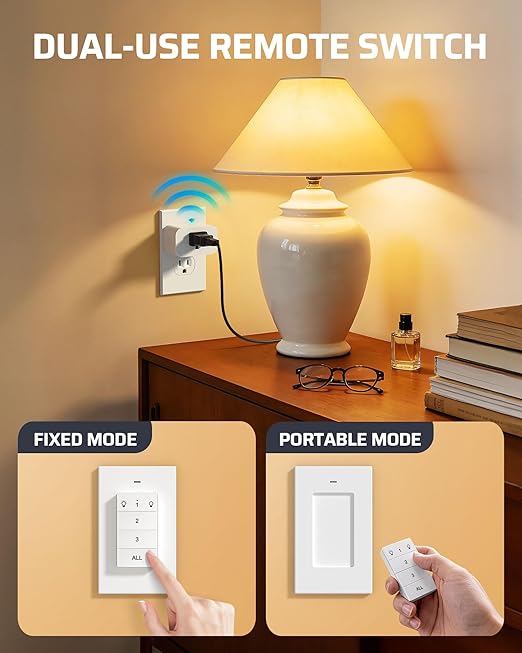 DEWENWILS Remote Control Outlet, Wall Mounted Wireless Light Switch, 2 - Image 4