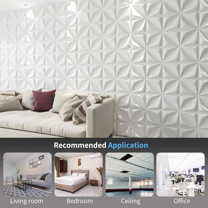 Art3d 19.7" x 19.7" 3D Wall Panels Lucky Leaves PVC Wall Panel - Image 2