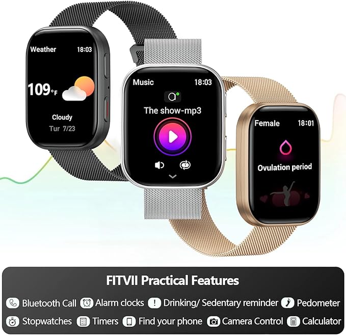 FITVII Health & Fitness Tracker, Smart Watch - Image 5