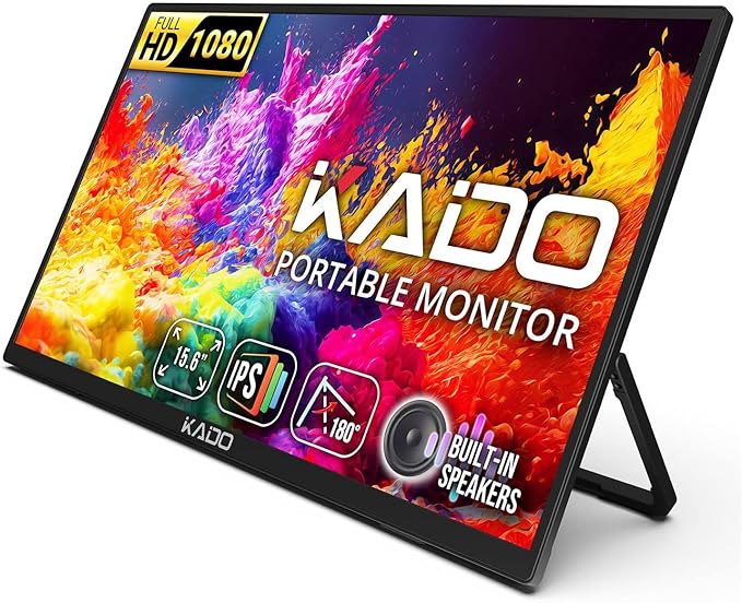 Kado Portable Monitor 15.6-inch FHD 1080p, 45W Reverse Charging Ultra-Slim by Kado