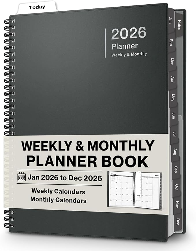 Dunwell 2026 Planner Book 8.5x11, Weekly Monthly Calendar, Jan to Dec, Large by Dunwell