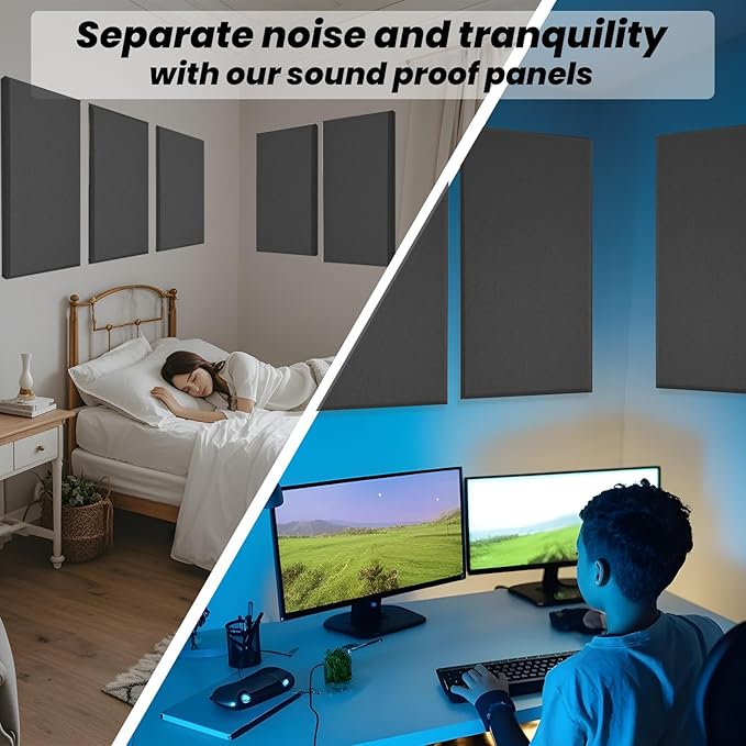 6 PCS Acoustic Panels, Large Soundproof Wall Panels, Professional Fiberglass - Image 2