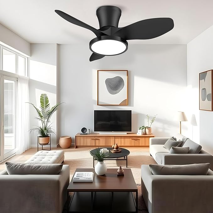 ocioc Quiet Ceiling Fan with LED Light DC motor 32 inch Large Air Volume Remote - Image 8